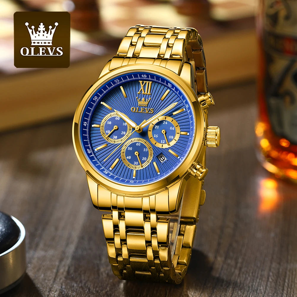 OLEVS TY709 Stainless Steel Chronograph Calendar Luxury Quartz Watch