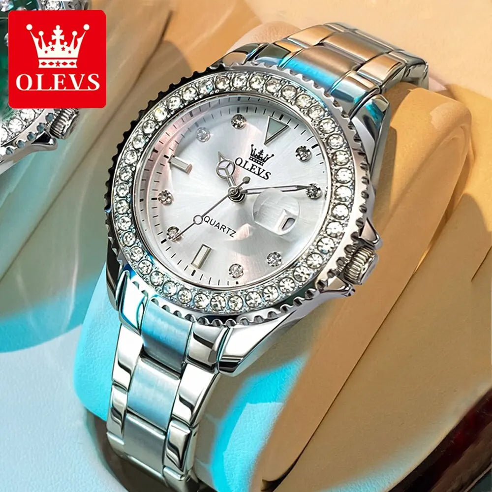 OLEVS 9945 Original Diamond Dial Quartz Watch for Women