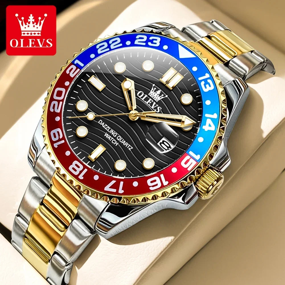 OLEVS 3610 Luxury Diving Series Colorful Bezel Fashion Original Quartz Watch