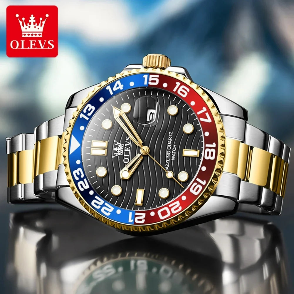 OLEVS 3610 Luxury Diving Series Colorful Bezel Fashion Original Quartz Watch