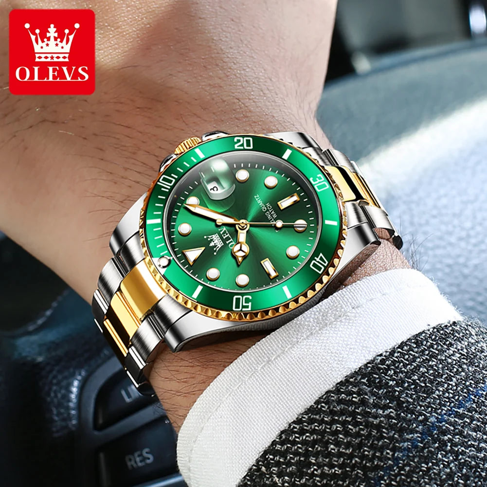 OLEVS 5885 Quartz Stainless Steel Divers Watch