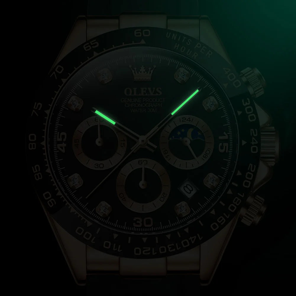 OLEVS 2875 Silicone Sports Multi functional Luminous Date Timer Quartz Watch
